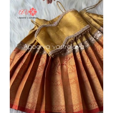 Red and Gold Tissue Silk lehenga