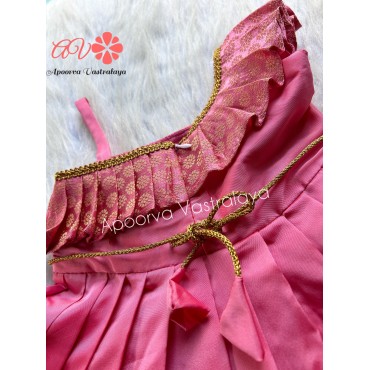 Peach pink partly silk gown