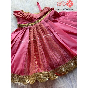 Peach pink partly silk gown