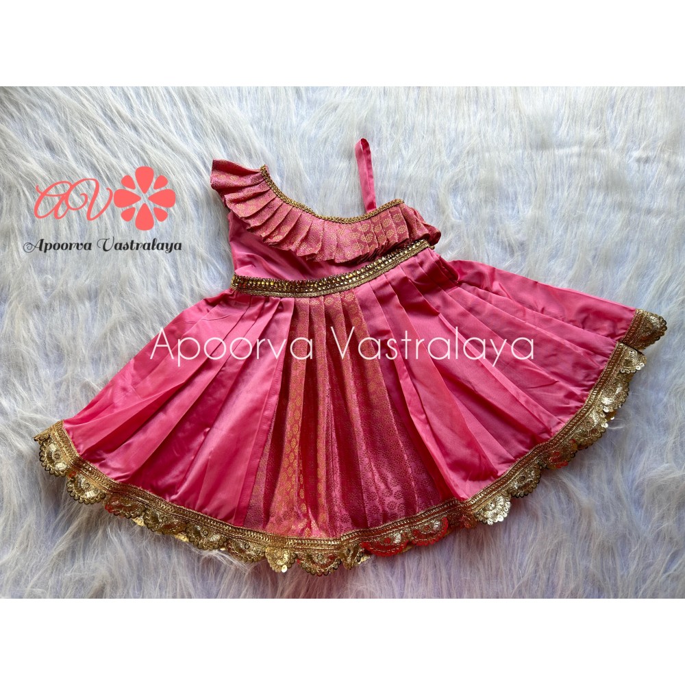 Peach pink partly silk gown