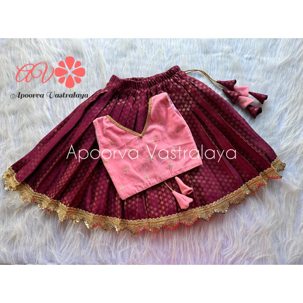 Maroon and baby pink banarasi silk lehenga