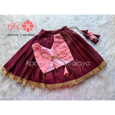 Maroon and baby pink banarasi silk lehenga