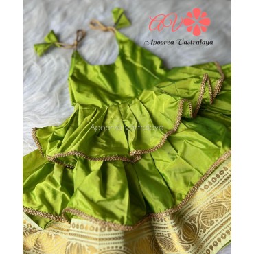 Parrot green Soft silk layer gown