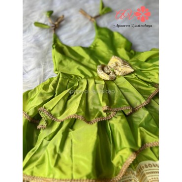 Parrot green Soft silk layer gown