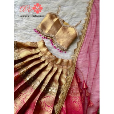 Pink & Gold silk lehenga
