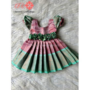 Pink & Sea green floral work gown