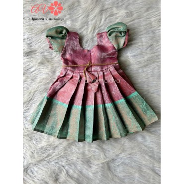 Pink & Sea green floral work gown