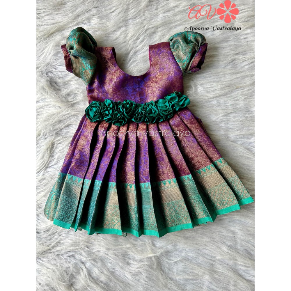 Purple & blue floral work gown