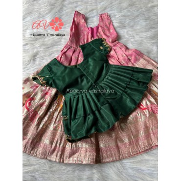 Peach & bottle green luxury lehenga