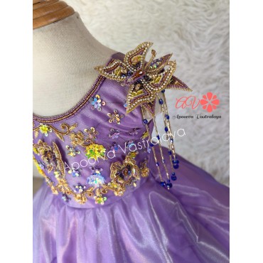 Lavender 3d Butterfly Aari Birthday Gown