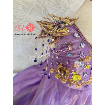 Lavender 3d Butterfly Aari Birthday Gown