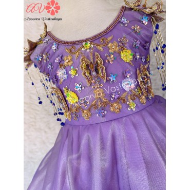 Lavender 3d Butterfly Aari Birthday Gown