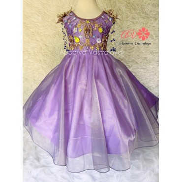 Lavender 3d Butterfly Aari Birthday Gown