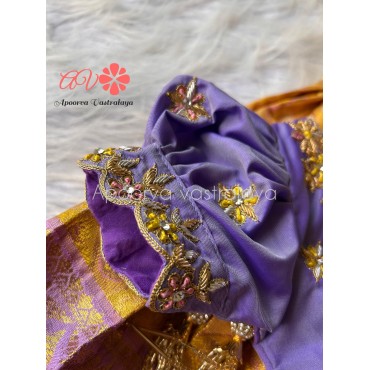 Lavender & Yellow Rich Zardoosi Work Banarasi Pattu Pavadai