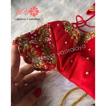 Red & Blue Luxury Pichwari Silk Lehenga 