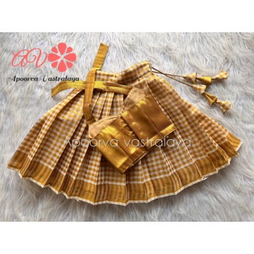 Kerala Gold Checked Silk Lehenga