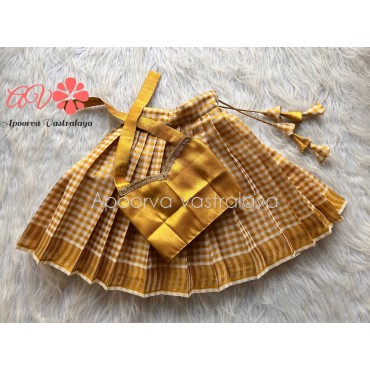 Kerala Gold Checked Silk Lehenga