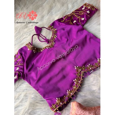Baby Pink & Wine Attached Dupatta Aari Silk Lehenga 