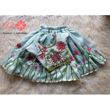 Hand paint Pichwari Raw SIlk Lehenga 