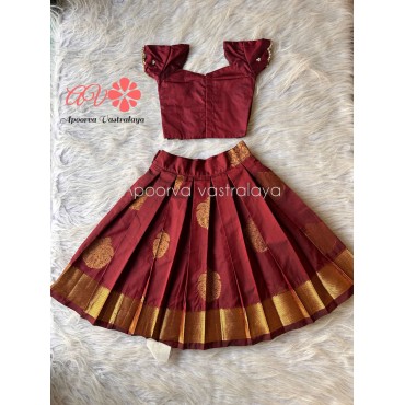 Temple Sleeve Semi SIlk Pattu Pavadai