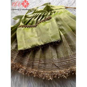 Lace Border Halter Neck Tissue Silk Lehenga