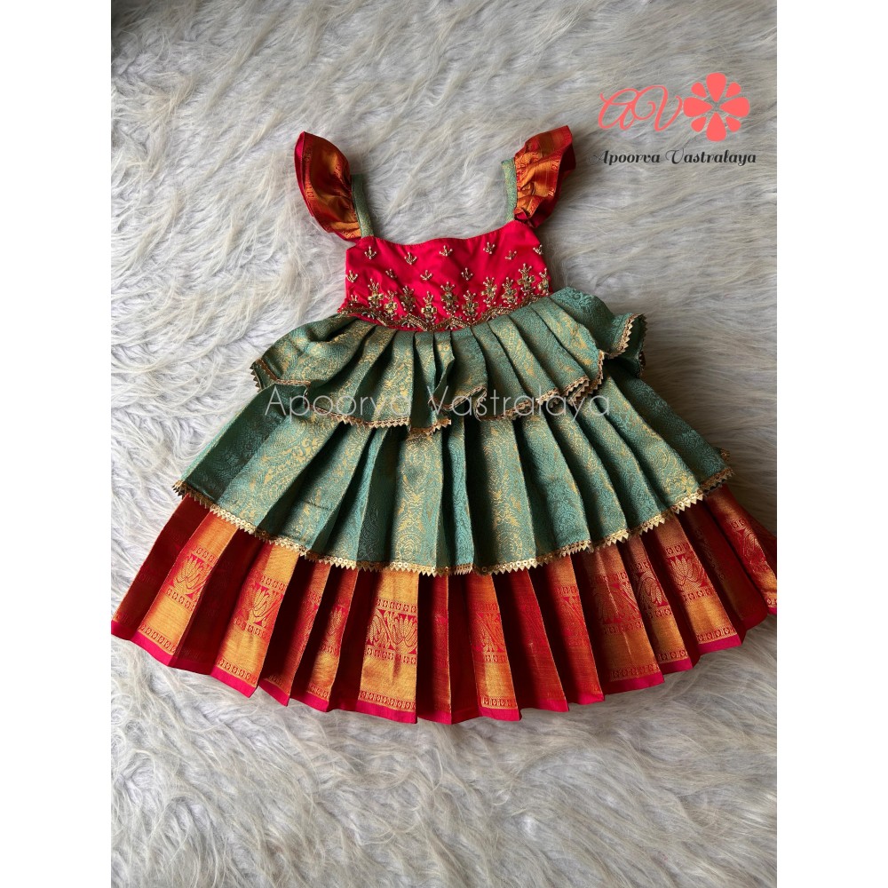 Premium Tissue Silk Aari Triple Layer gown