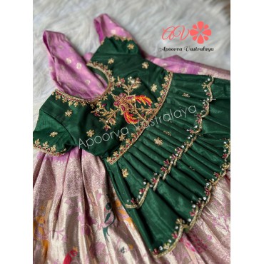 Lavender & bottle green luxury lehenga