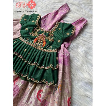 Lavender & bottle green luxury lehenga