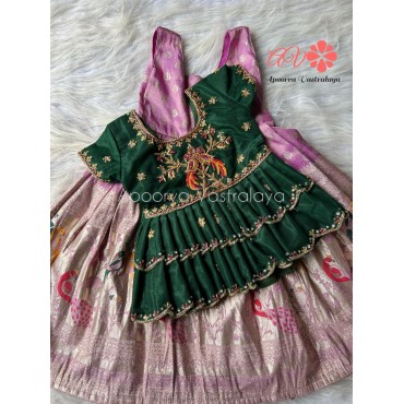 Lavender & bottle green luxury lehenga