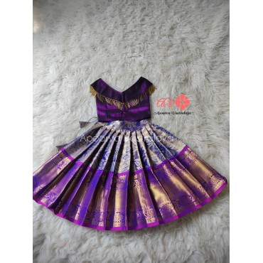 Purple cross neck tissue silk lehenga