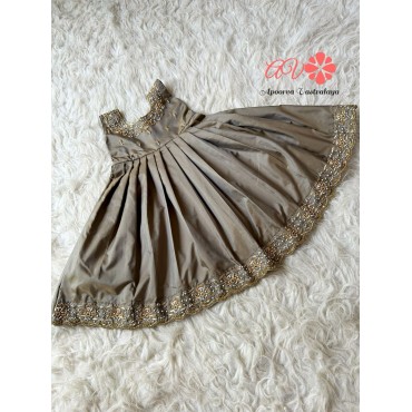 Grey Heavy zardoosi border work Silk Gown