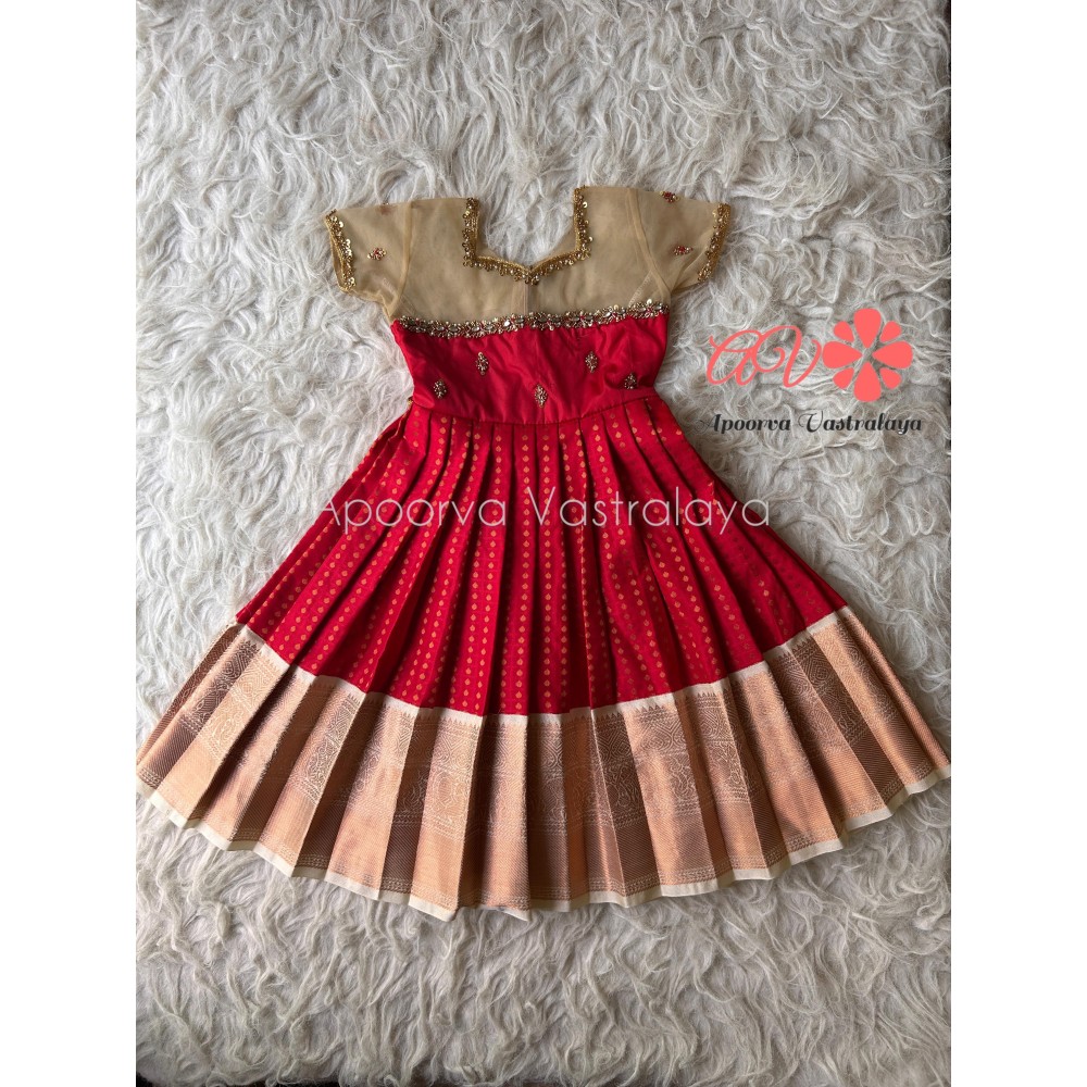 Red & Gold sneha aari silk gown