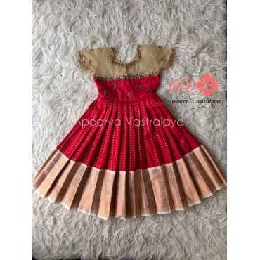 Red & Gold sneha aari silk gown