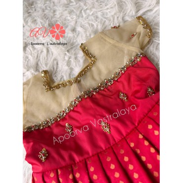 Red & Gold sneha aari silk gown