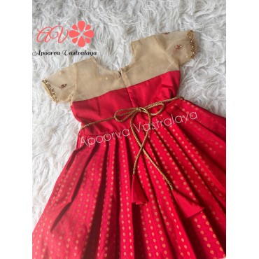 Red & Gold sneha aari silk gown