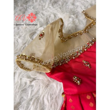 Red & Gold sneha aari silk gown