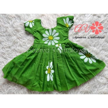 Khadi Cotton parrot green gown