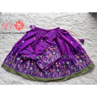 Purple Khadi Cotton Embroidery pattu pavadai