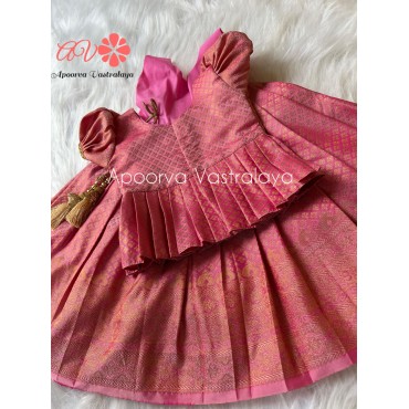 Peach soft elite kanchi pattu pavadai 