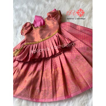 Peach soft elite kanchi pattu pavadai 