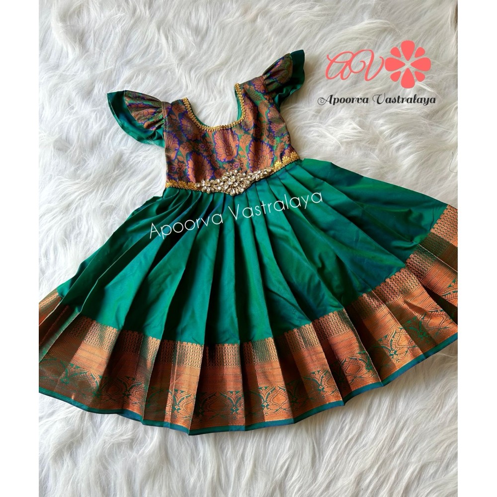 Peacock green rhinestone silk gown