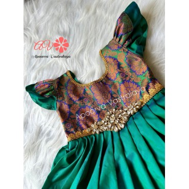 Peacock green rhinestone silk gown