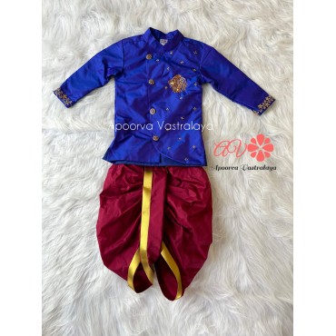 Royal Blue Aari dhoti set