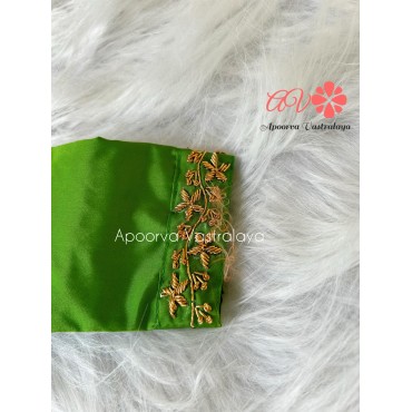 Parrot Green Aari dhoti set