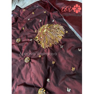 Copper & brown lion aari kurta set