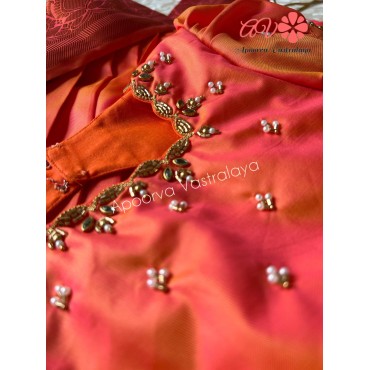 Orange dual tone half saree