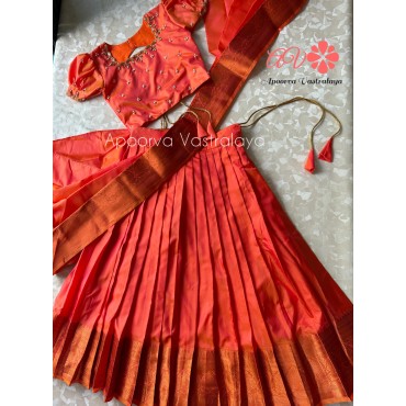 Orange dual tone half saree