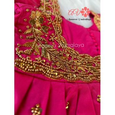 Dual shade Pink Heavy Zardoosi work pattu pavadai