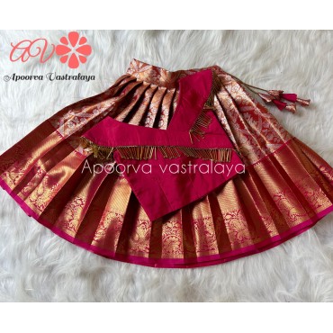 Semi kanchi tissue silk cross neck lehenga