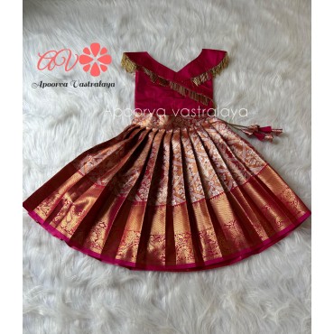 Semi kanchi tissue silk cross neck lehenga